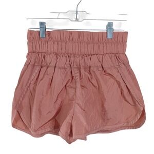 Free People Movement The Way Home Apricot Smocked High Waist Crinkle Shorts S